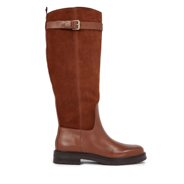 Tommy Hilfiger Čizme ispod koljena Tommy Hilfiger Casual Essential Belt Longboot FW0FW07480 Natural Cognac GTU