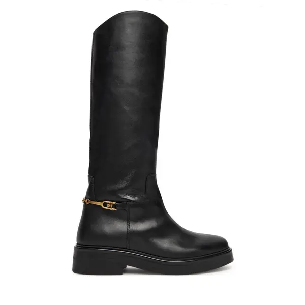 Tommy Hilfiger Čizme ispod koljena Tommy Hilfiger Horsebit Riding FW0FW08863 Crna