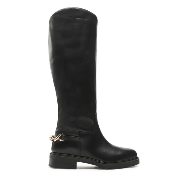 Tommy Hilfiger Čizme ispod koljena Tommy Hilfiger Twist Flat Longboot FW0FW07057 Black BDS
