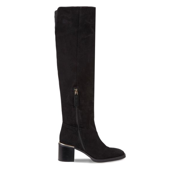 Tommy Hilfiger Čizme preko koljena Tommy Hilfiger Feminine Suede Overknee Boot FW0FW07667 Black BDS