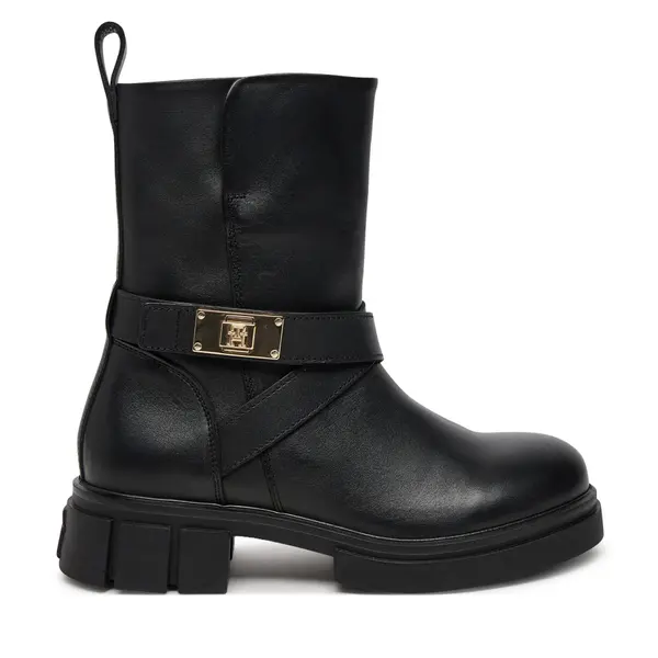 Tommy Hilfiger Čizme Tommy Hilfiger Biker Leather FW0FW08313 Crna