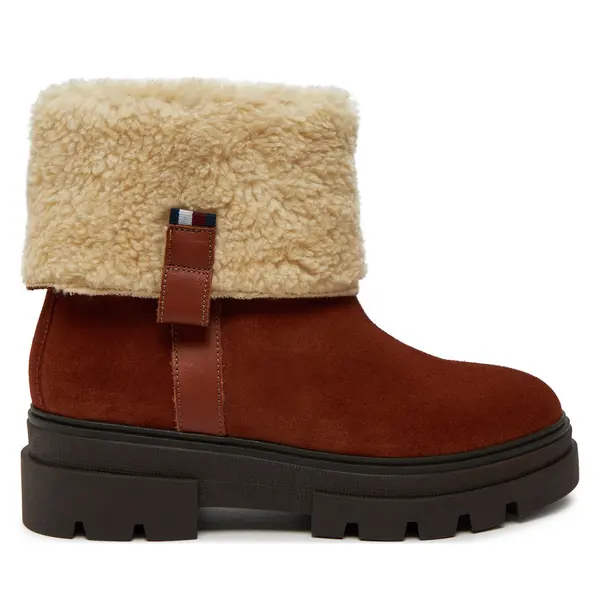 Tommy Hilfiger Čizme Tommy Hilfiger Faux Fur Suede Roll-Down Boot FW0FW08158 Smeđa