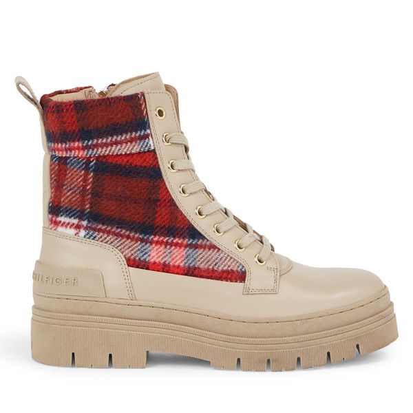 Tommy Hilfiger Čizme Tommy Hilfiger Feminine Tartan Lace Up Bootie FW0FW07670 Merino ABO