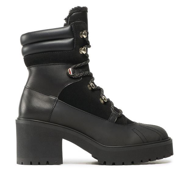Tommy Hilfiger Čizme Tommy Hilfiger Heel laced Outdoor Boot FW0FW06804 Triple Black 0GK