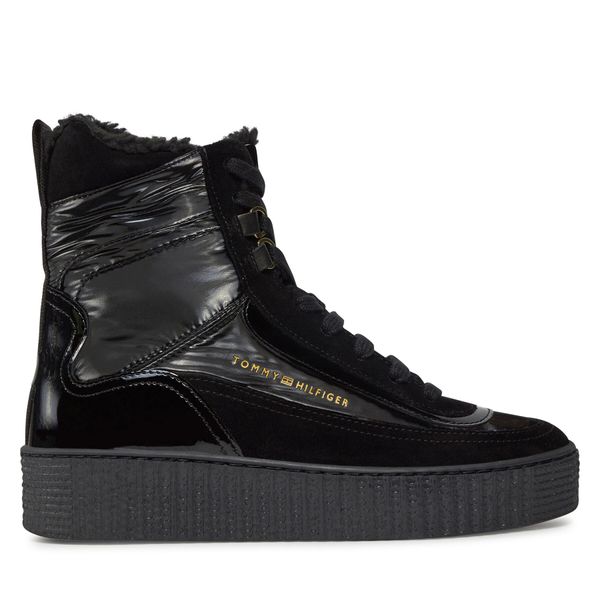 Tommy Hilfiger Čizme Tommy Hilfiger Patent Laceup City Snow Boot FW0FW07841 Black BDS