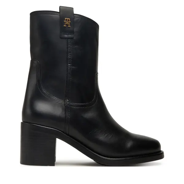 Tommy Hilfiger Čizme Tommy Hilfiger Riding Lthr Mid Boot Block Heel FW0FW08776 Crna