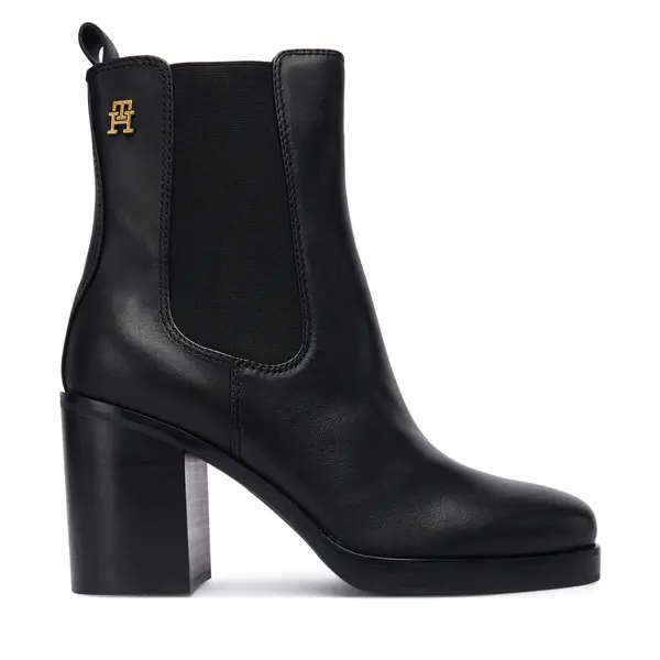 Tommy Hilfiger Čizme Tommy Hilfiger Square Toe Chelsea High Block Hl FW0FW08844 Crna