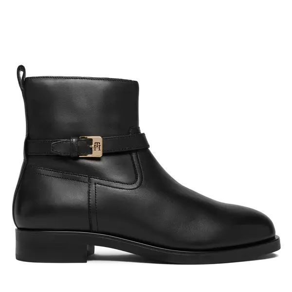 Tommy Hilfiger Čizme Tommy Hilfiger Th Buckle Riding Leather Bootie FW0FW08781 Crna