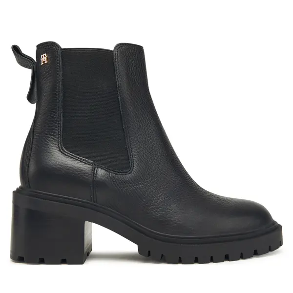 Tommy Hilfiger Čizme Tommy Hilfiger Th Leather Chelsea Cleated Heel FW0FW08774 Crna