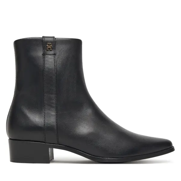 Tommy Hilfiger Čizme Tommy Hilfiger Th Leather Pointy Zip Bootie FW0FW08980 Crna
