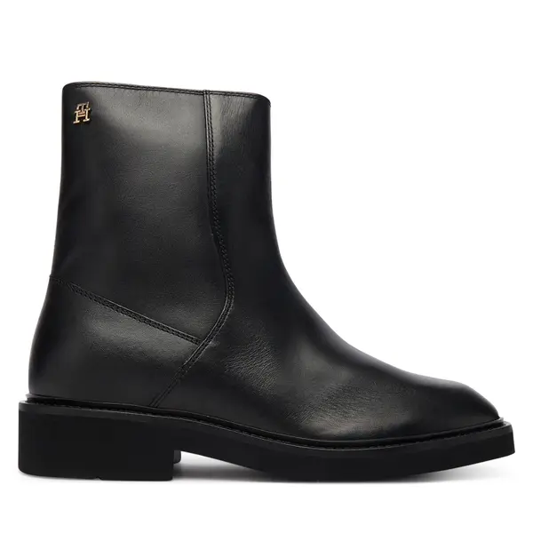 Tommy Hilfiger Čizme Tommy Hilfiger Th Square Toe Leather Bootie FW0FW09046 Crna