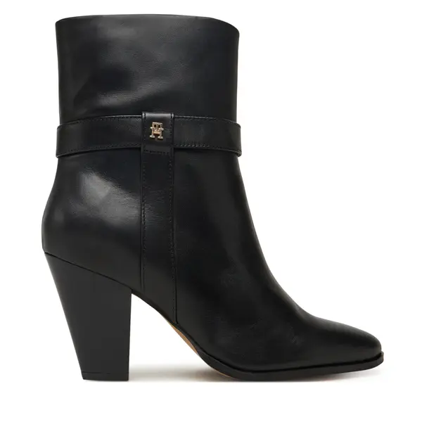 Tommy Hilfiger Čizme Tommy Hilfiger Th T-Strap Leather Pointy Bootie FW0FW08984 Crna