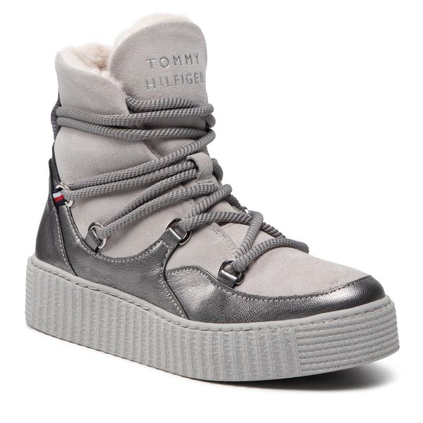 Tommy Hilfiger Čizme Tommy Hilfiger Th Warm Lined Up Boot FW0FW06053 Grey Whisper PQU