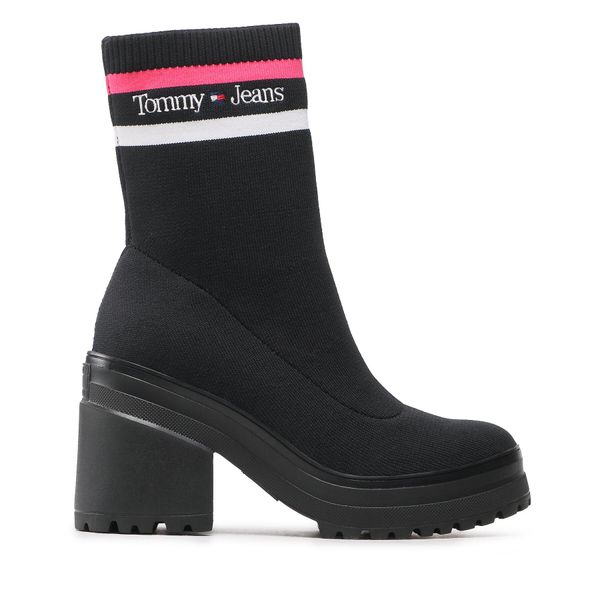 Tommy Jeans Čizme Tommy Jeans Knitted Boot EN0EN02061 Black And Jewel Pink 0GJ