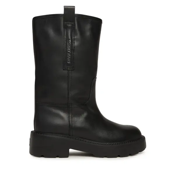 Tommy Jeans Čizme Tommy Jeans Tjw Leather Mid Tubular Boot EN0EN02834 Crna