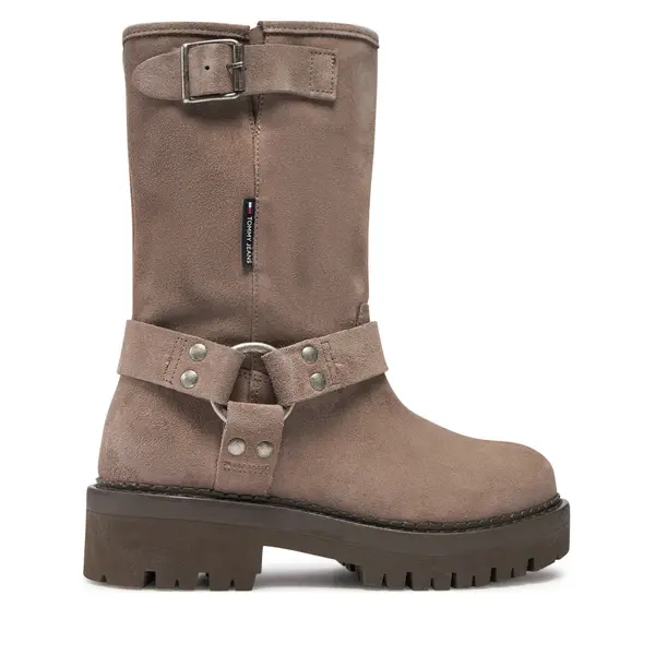 Tommy Jeans Čizme Tommy Jeans Tjw Urban Biker Boot Suede EN0EN02729 Siva