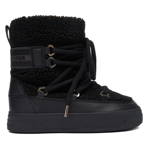 Tommy Hilfiger Čizme za snijeg Tommy Hilfiger Faux Shearling Snowboot FW0FW08788 Crna