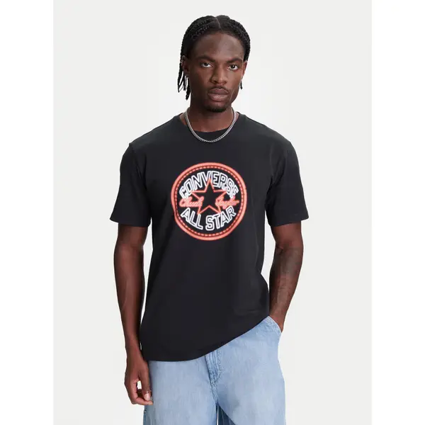 Converse Converse T-shirt Neon Sign All Star Patch 10027722-A01 Crna Regular Fit