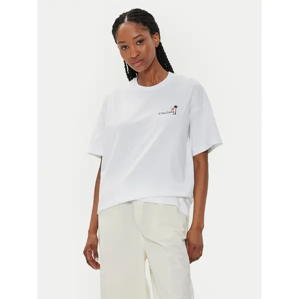Converse Converse T-shirt W Beach Scenentee 10026378-A01 Bijela Regular Fit