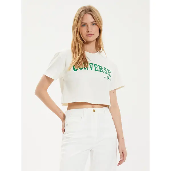 Converse Converse T-shirt W Retro Chuck Cropped Tee 10027151-A03 Écru Regular Fit