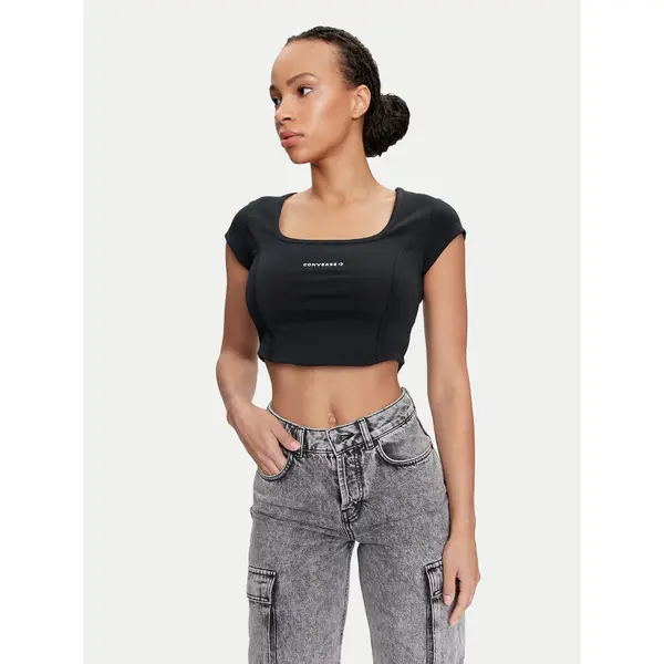Converse Converse Top W Wordmark Corset Top 10026506-A01 Crna Slim Fit