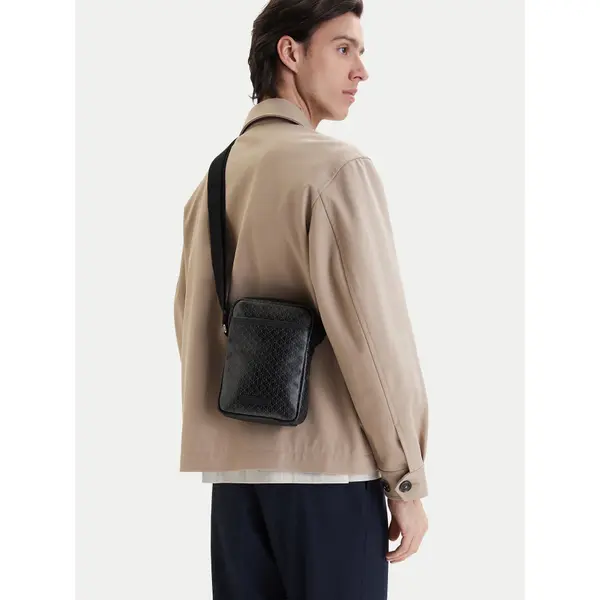 Calvin Klein Crossover torbica Calvin Klein Emblem Aop Coated Slim Reporter LV04D3334G Crna