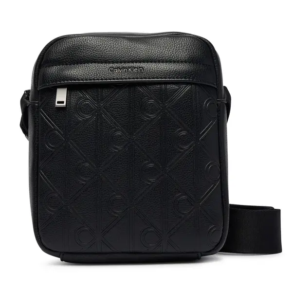 Calvin Klein Crossover torbica Calvin Klein Emblem Aop Deboss Reporter LV04D3562G Crna
