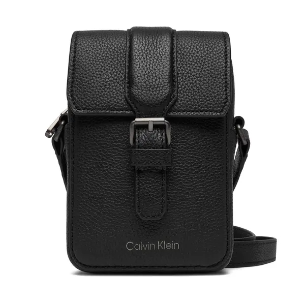 Calvin Klein Crossover torbica Calvin Klein Leather Slim Flap Reporter LV04D3323G Crna