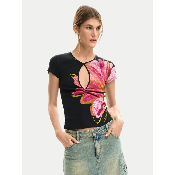 Desigual Desigual T-shirt Dublin 26SWTK05 Crna Regular Fit
