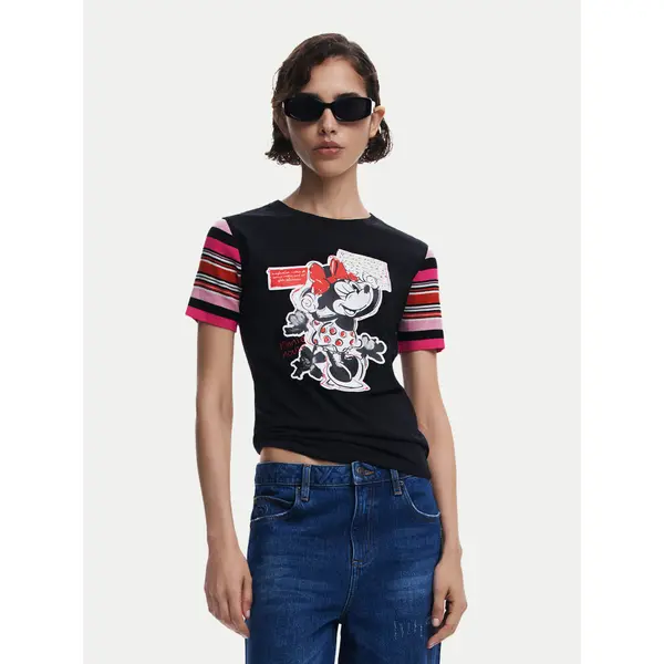 Desigual Desigual T-shirt Minnie 25SWTK39 Crna Slim Fit