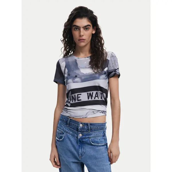 Desigual Desigual T-shirt Potomac 25SWTKA0 Siva Slim Fit