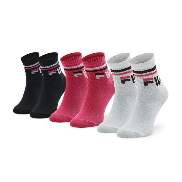 Fila Dječje visoke čarape Fila F8338 Black/White/Fuxia 471
