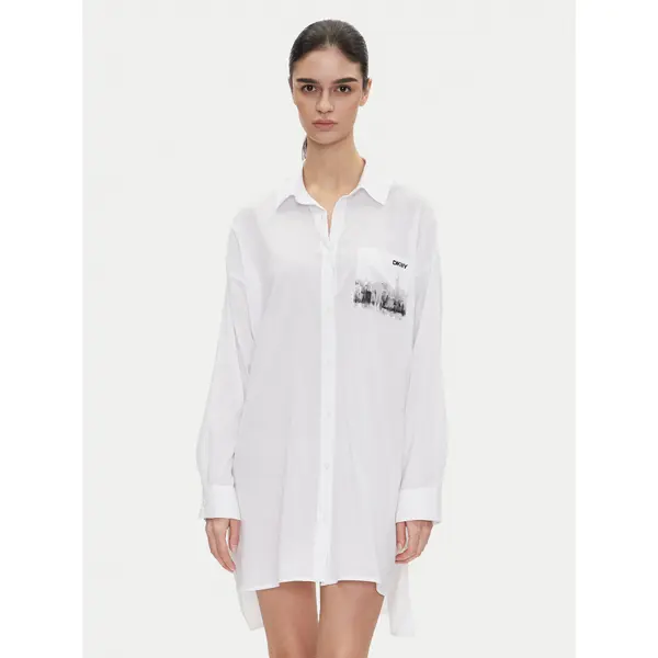 DKNY DKNY Spavaćica YI30048 Bijela Relaxed Fit