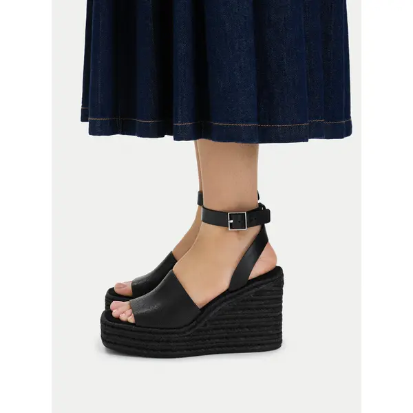 Calvin Klein Espadrile Calvin Klein Wedge Espad 70 Aop Lth HW0HW03138 Crna