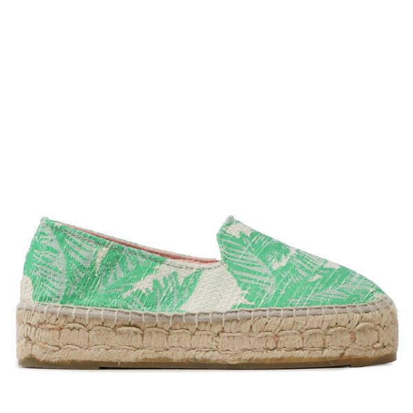 Manebi Espadrile Manebi Cotton Jaquard Double Sole Espadrilles G 4.8 D0 Green Plams On Crema