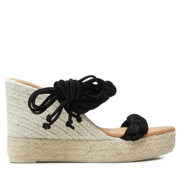 Manebi Espadrile Manebi Hamptons Two Braided Bands Wedge Espadrilles K 1.0 WE Crna