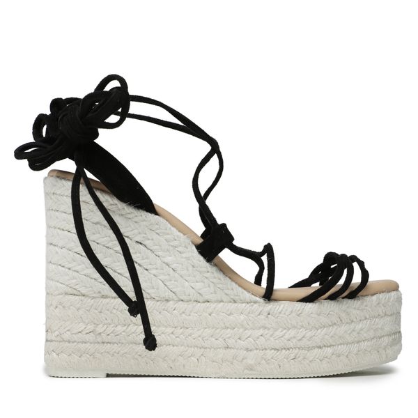 Manebi Espadrile Manebi Lace-Up Wedge Espadrilles L 8.6 WA Crna