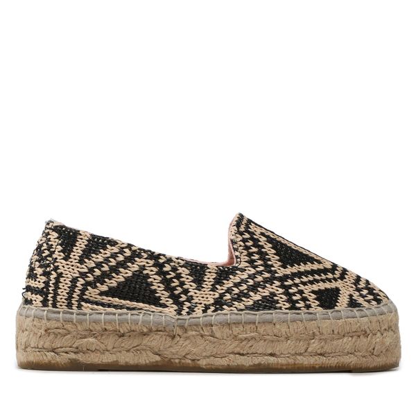 Manebi Espadrile Manebi Raffia Pattern Double Sole Espadriles G 5.2 D0 Black Triangles On Natural