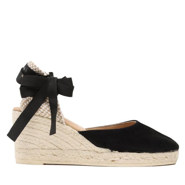 Manebi Espadrile Manebi Soft Suede Low Wedge Espadrilles K 1.0 WL Black