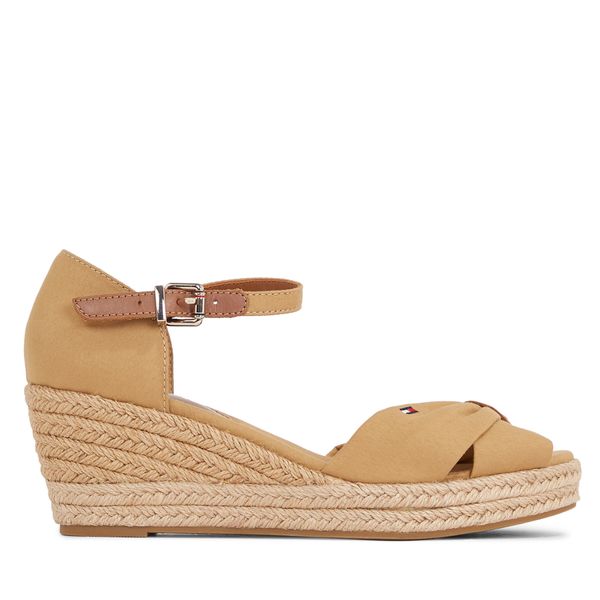 Tommy Hilfiger Espadrile Tommy Hilfiger Basic Open Toe Mid Wedge FW0FW04785 Classic Khaki RBL