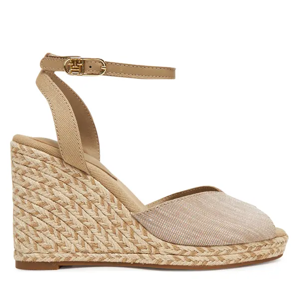 Tommy Hilfiger Espadrile Tommy Hilfiger Chambray High Wedge Espadrille FW0FW08588 Bež