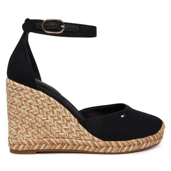 Tommy Hilfiger Espadrile Tommy Hilfiger Flag High Wedge Espad Closed Toe FW0FW09225 Crna