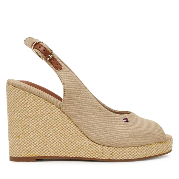 Tommy Hilfiger Espadrile Tommy Hilfiger Flag High Wedge Espad Slingback FW0FW08597 Bež