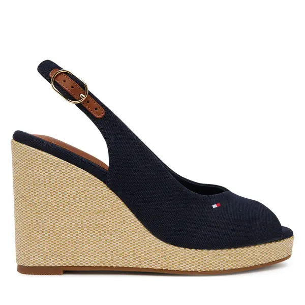 Tommy Hilfiger Espadrile Tommy Hilfiger Flag High Wedge Espad Slingback FW0FW08597 Tamnoplava