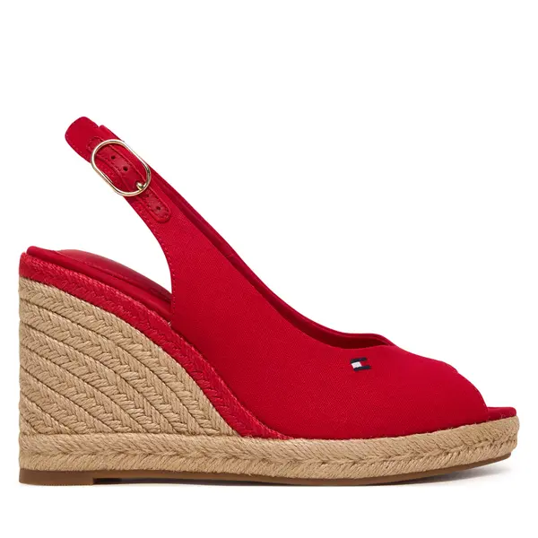 Tommy Hilfiger Espadrile Tommy Hilfiger Flag High Wedge Espad Slingback FW0FW09343 Crvena