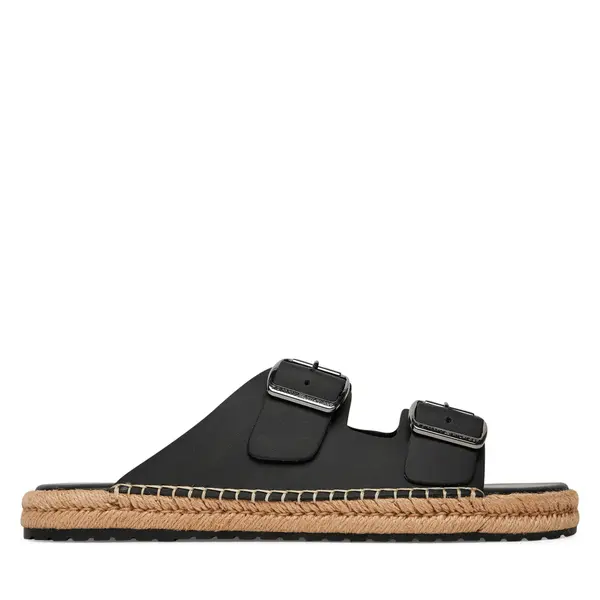Tommy Hilfiger Espadrile Tommy Hilfiger Flex Jutte Hilfiger Lth Sandal FM0FM05646 Crna