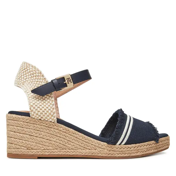 Tommy Hilfiger Espadrile Tommy Hilfiger Fringe Canvas Medium Wedge FW0FW08879 Tamnoplava