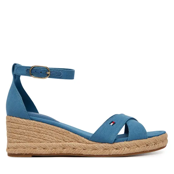 Tommy Hilfiger Espadrile Tommy Hilfiger Hemp Crossover Strap Wedge Espadrilles FW0FW09332 Plava