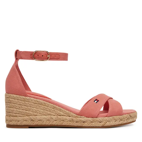 Tommy Hilfiger Espadrile Tommy Hilfiger Hemp Crossover Strap Wedge Espadrilles FW0FW09332 Ružičasta