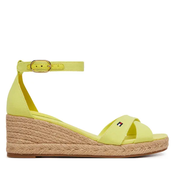 Tommy Hilfiger Espadrile Tommy Hilfiger Hemp Crossover Strap Wedge Espadrilles FW0FW09332 Zelena